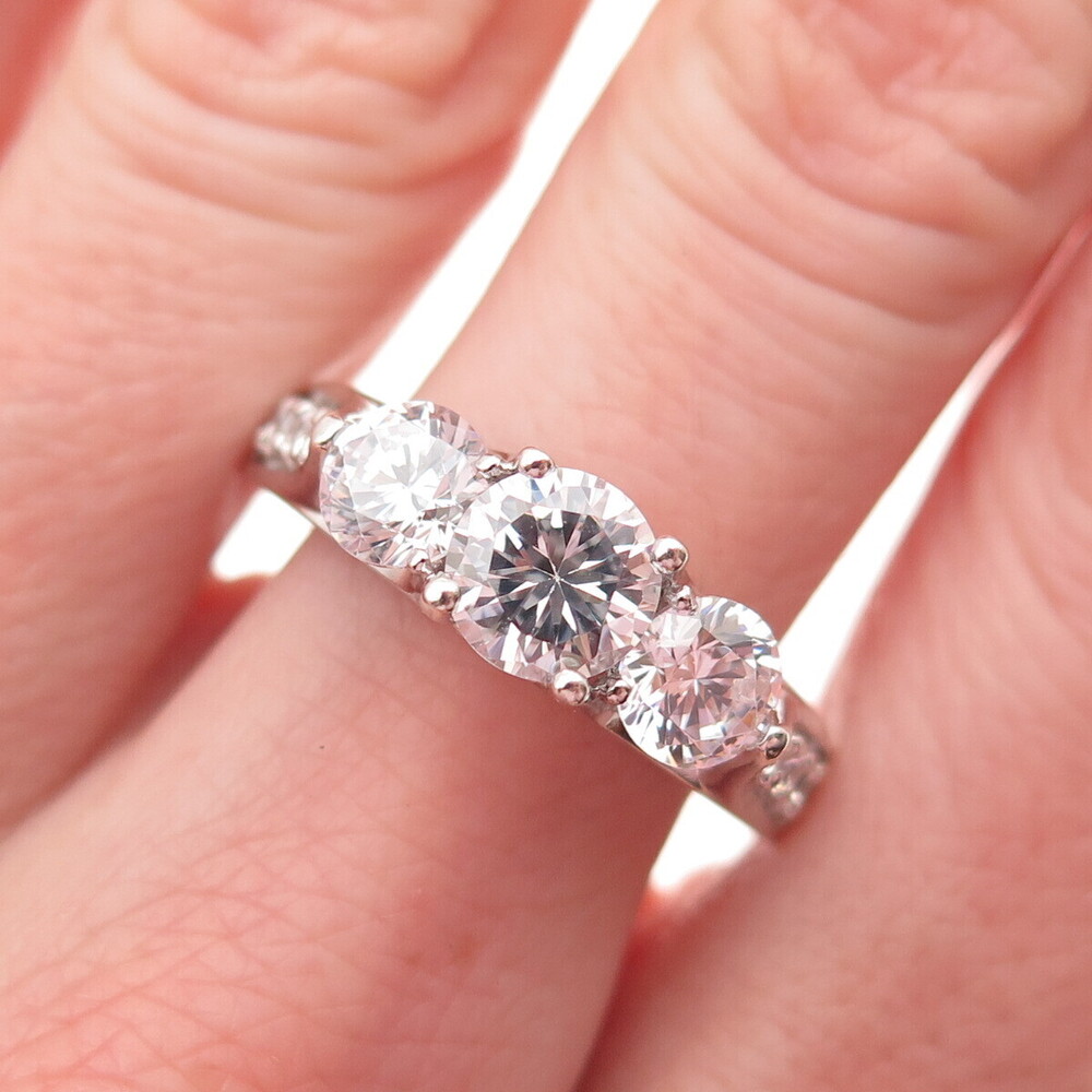 SAI 925 Sterling Silver Round-Cut C Z Engagement Ring Size 9.25